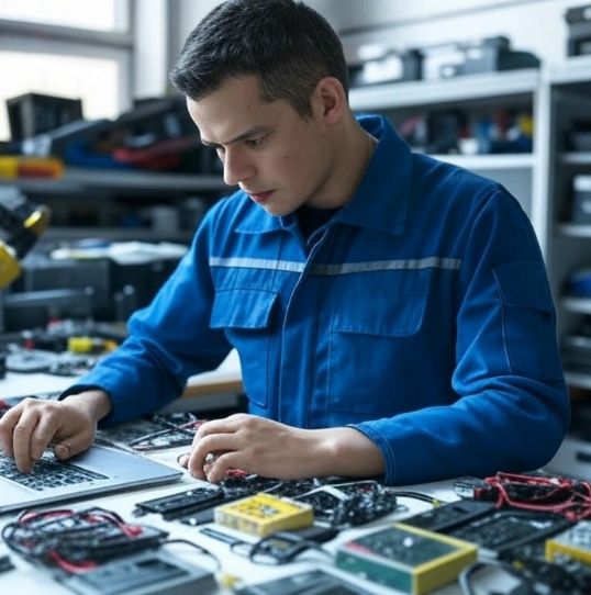 Joven reparando pc